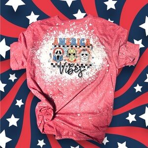 Fourth of July horror characters bleach effect shirt